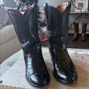 JB Hill Custom Caiman Gator Black Western Cowboy Boots men’s 9.5-10 4k Retail
